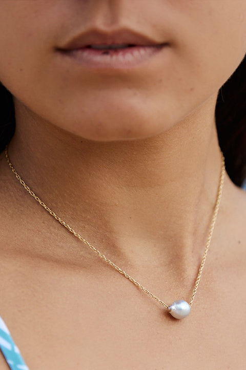 Simple Tahitian Pearl | 14K Gold Necklace
