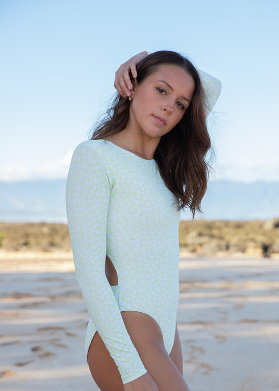 TAHITI SURF SUIT (FULL) | Seafoam Daisy