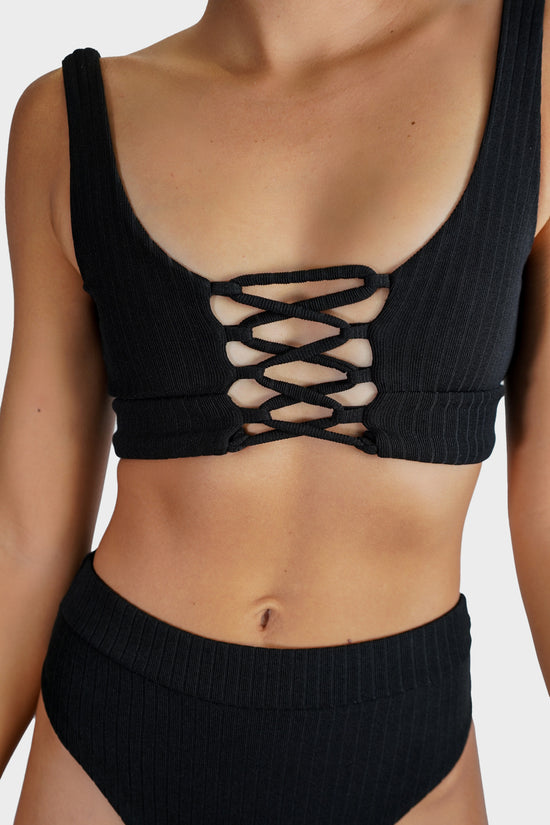 Load image into Gallery viewer, MALIA TOP | Classic Black x Ribbed Black | *FINAL SALE*

