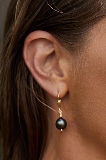 Classic Tahitian Pearl | 14K Gold Surf Earrings